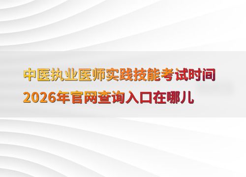 2026年中医执业医师实践技能考试时间及官网查询入口全指南（附网络技术咨询）